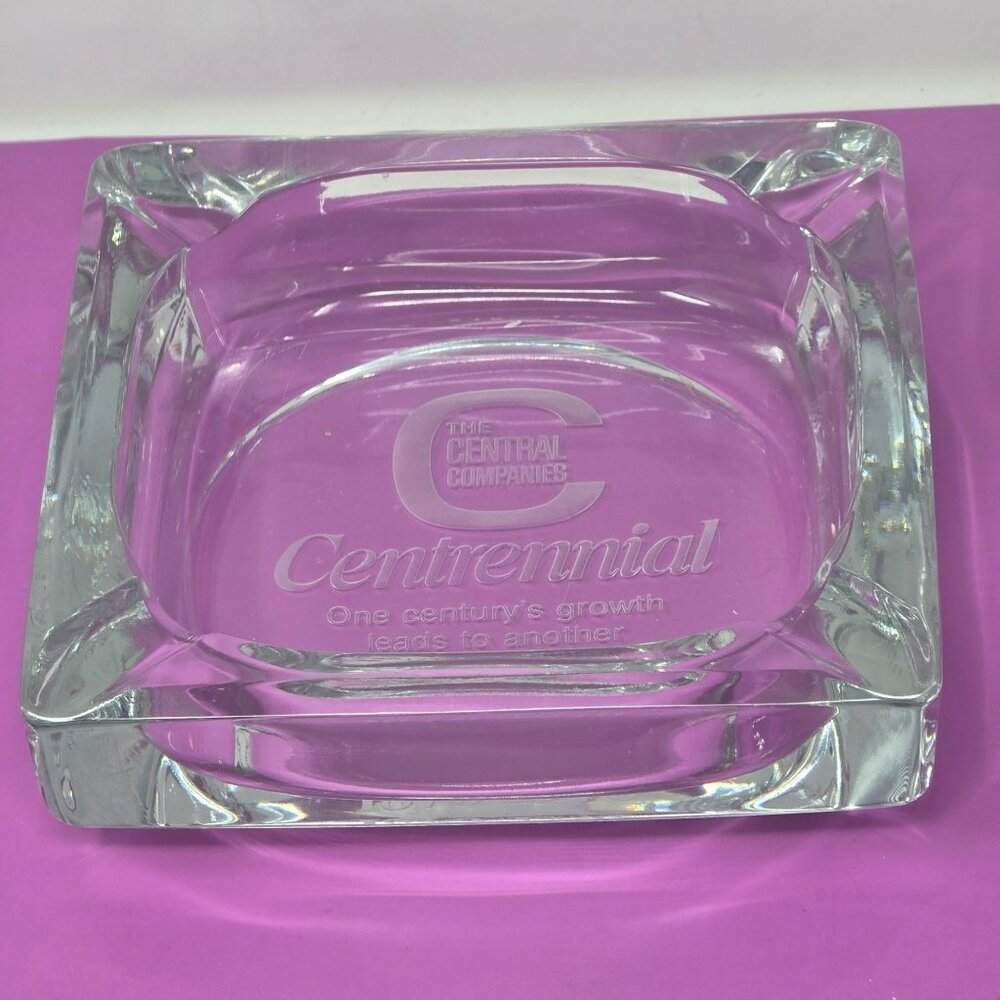 Vintage The Central‎ Companies Centennial Large Glass Ashtray 1876-1976
